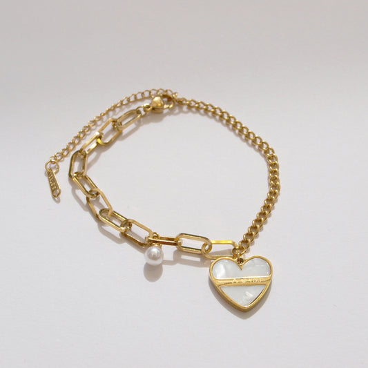 Heart-Shaped Pearl Bracelet