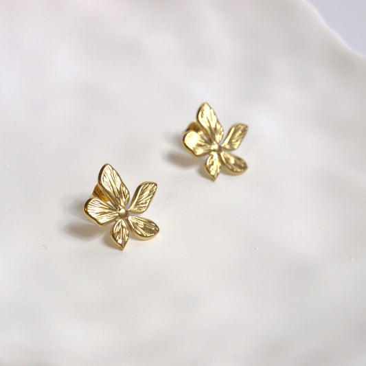 Gold Flower Stud Earrings