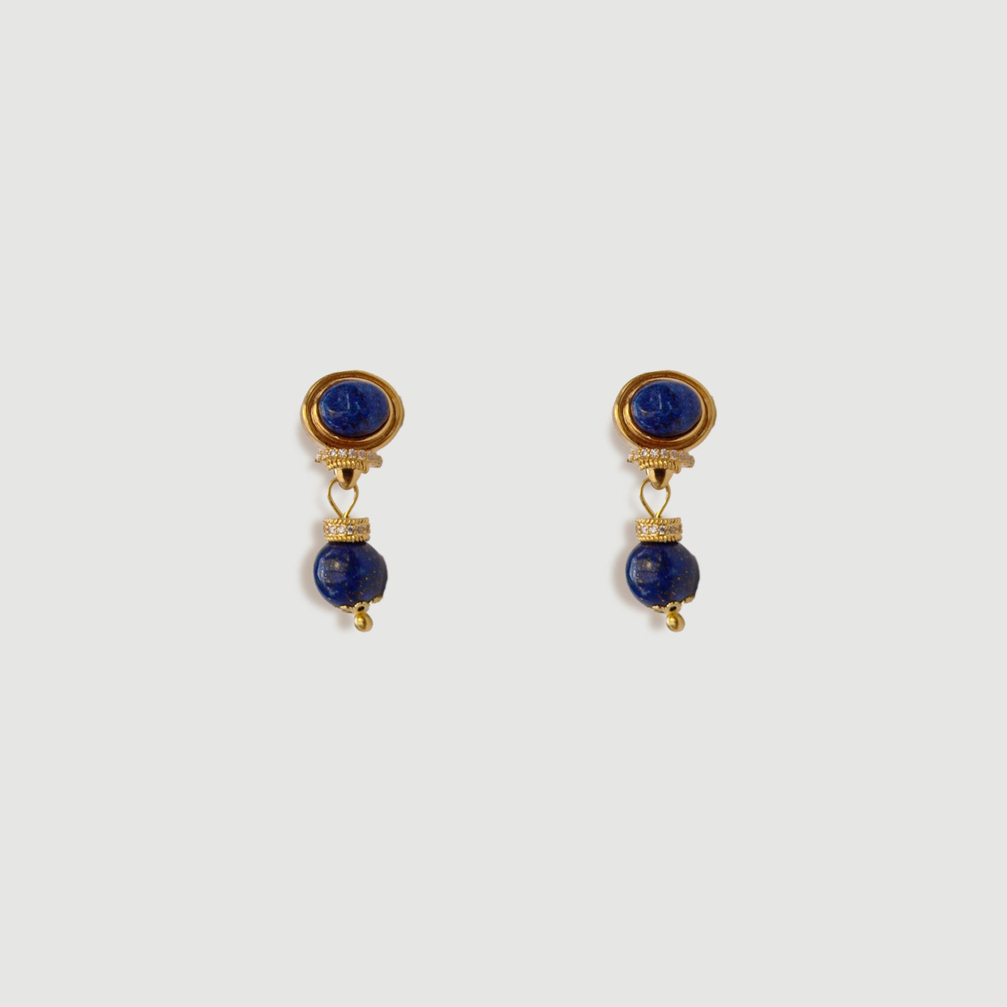 Gold Drop Earring With Onyx Stone and Crystal Details