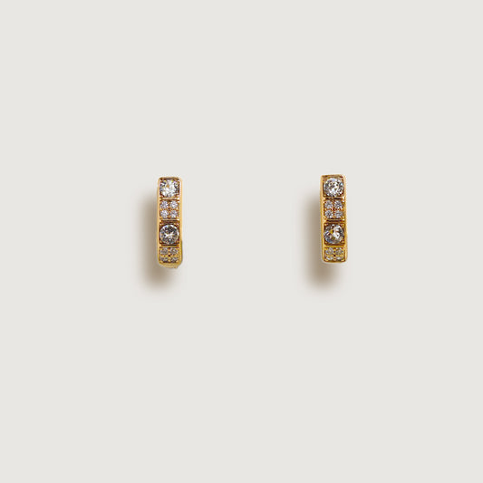 Crystal Double Side Gold Hoop Earrings