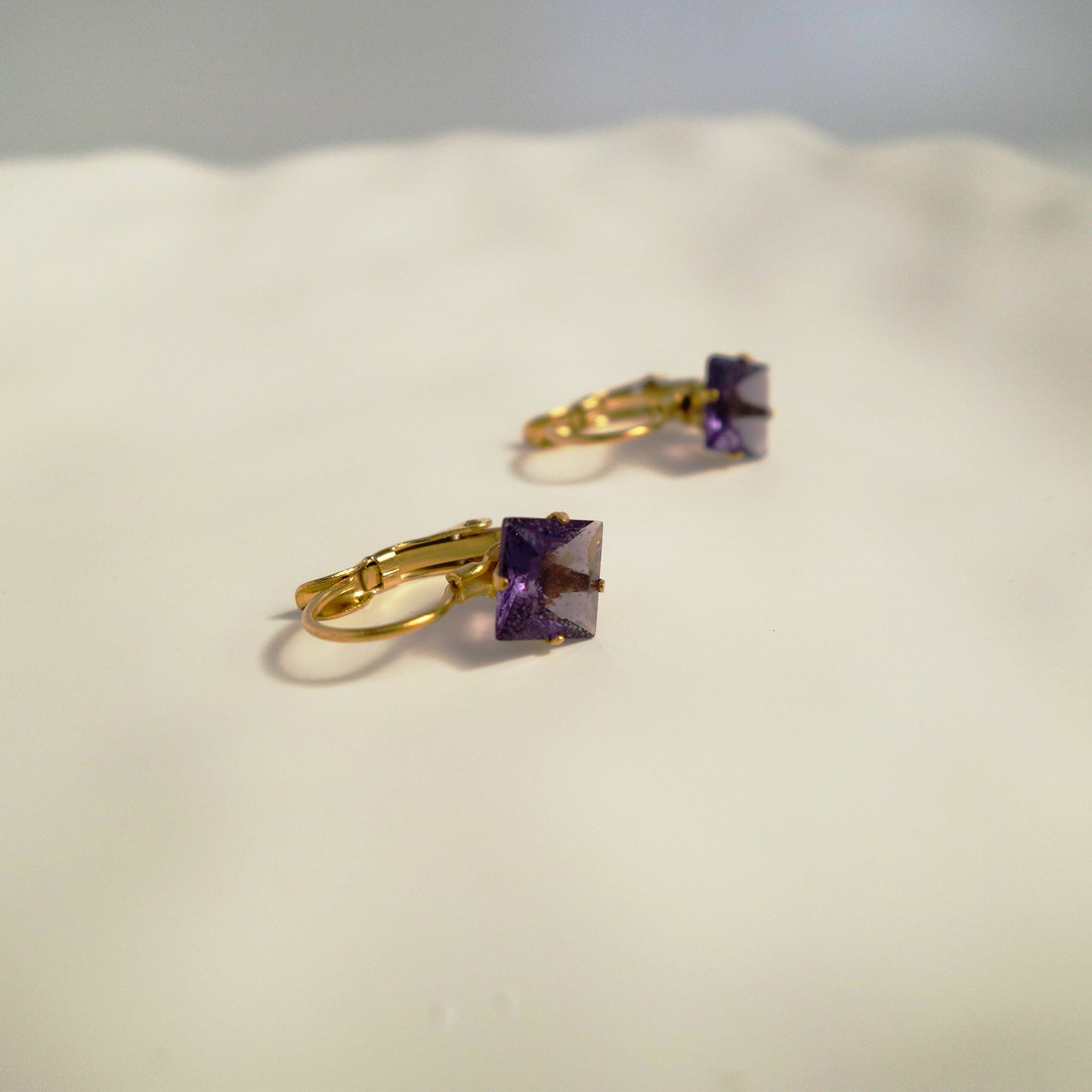 Purple Crystals Drop Earrings