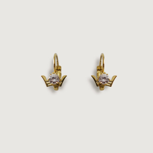 Crown Gold Drop Earrings