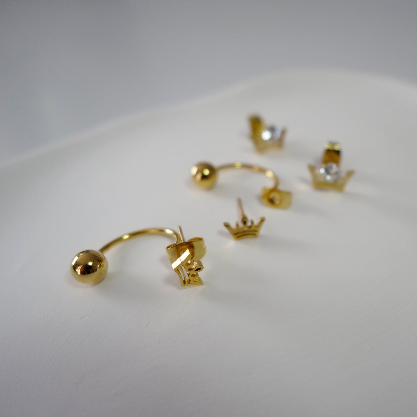 Crown Gold Drop Earrings