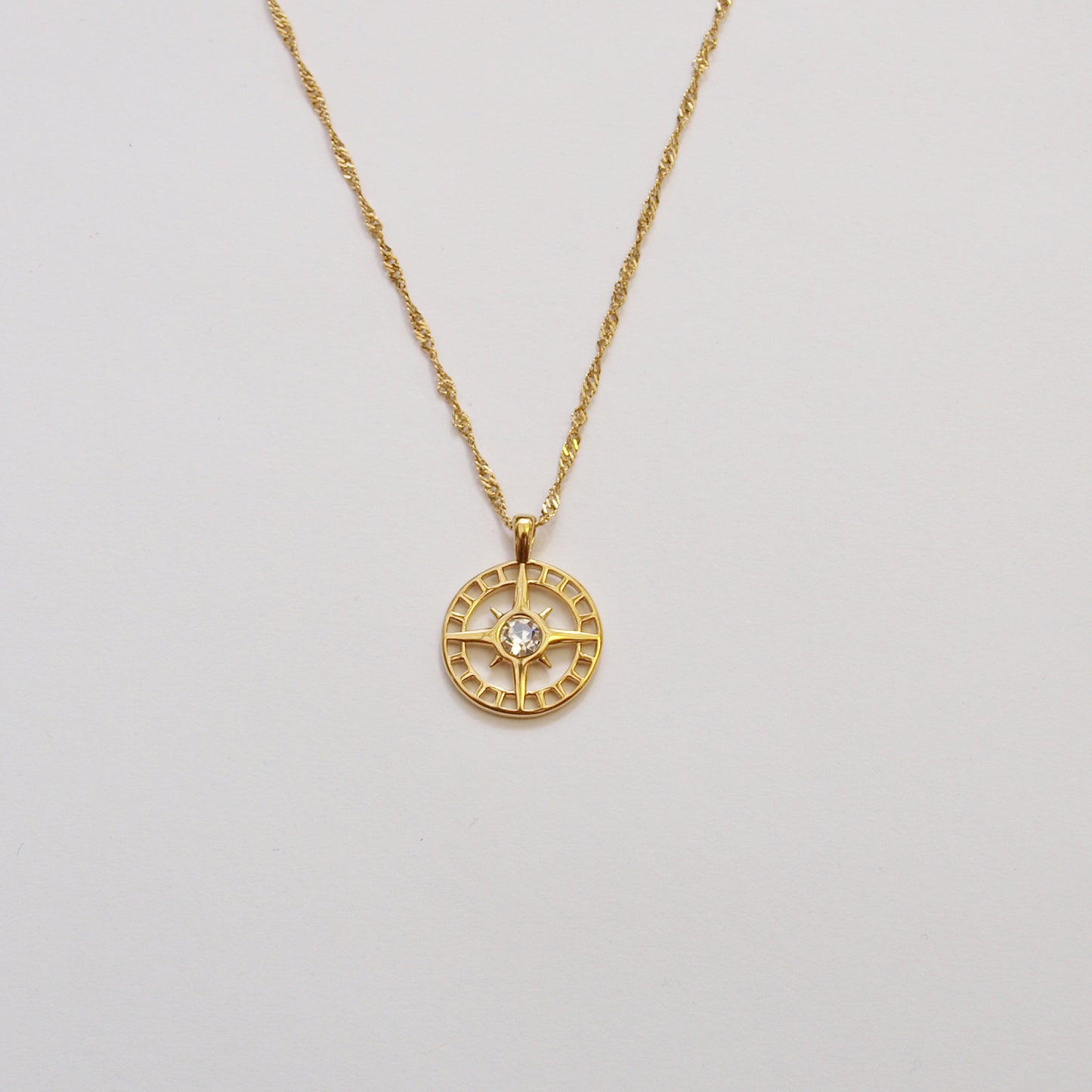 Gold Pendant Cubic Zirconia Star Charm Chain Necklace